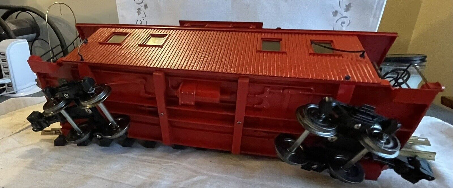 G Gauge Bachmann Woodside Caboose. Metal Wheels. No Markings. Red. C-6 Very Good