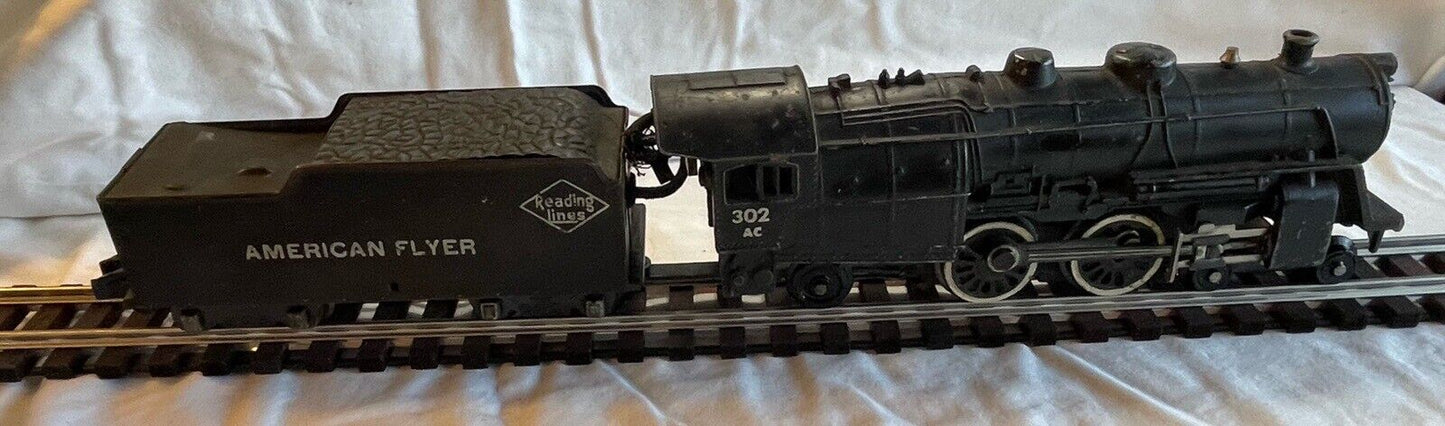 S Gauge American Flyer 302AC Steam Locomotive 4-4-2 C-6 Very Good. Serviced/Test