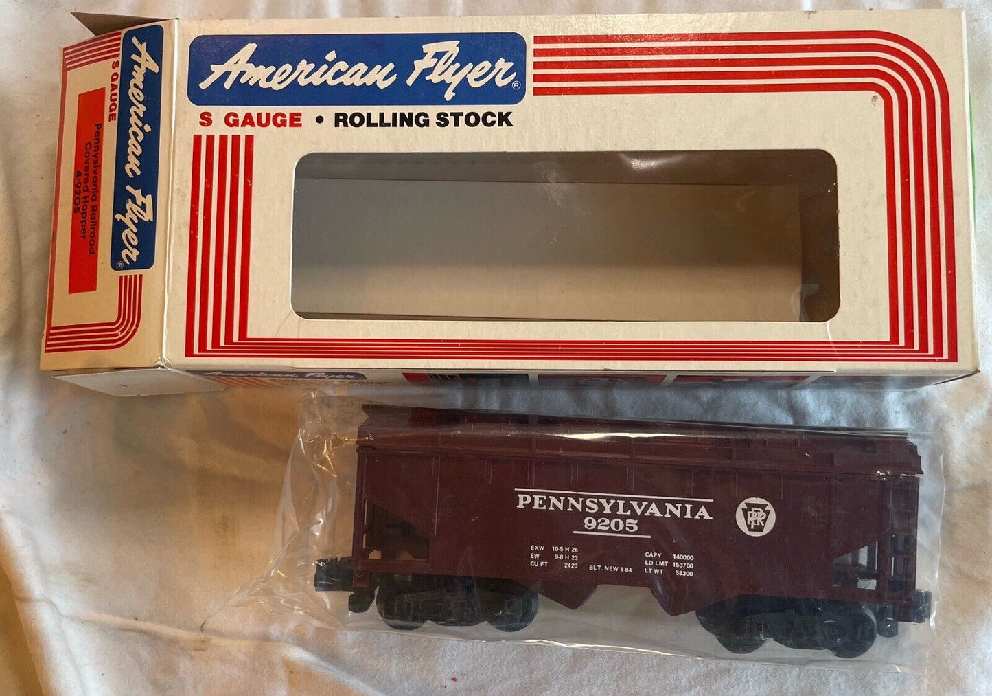 🚂 S Gauge American Flyer 4-9205 Pennyslvania PRR Covered Hopper C-10 MINT in OB