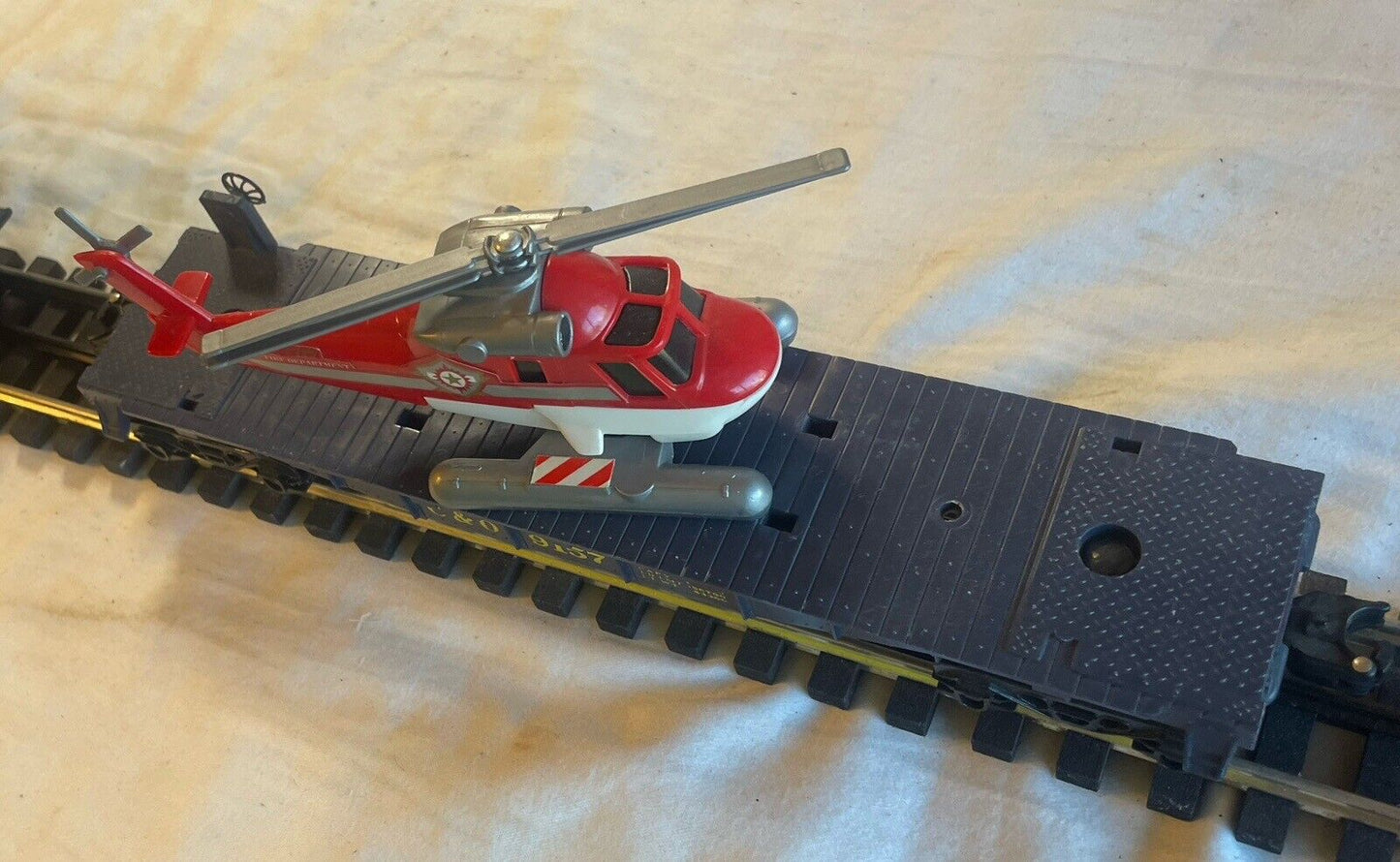 🚂Lionel 9157 C&O Flat bed w/ Helicopter, blue. C-7 Excellent Tested
