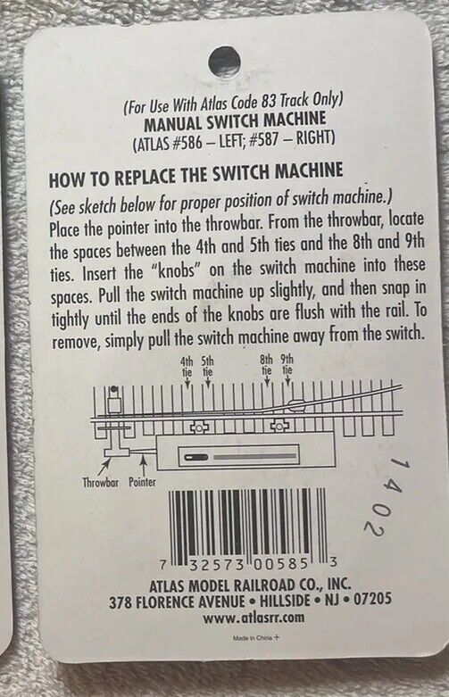 HO Scale Atlas #585 Switch Machine Right Code 83. C-10 Brand New
