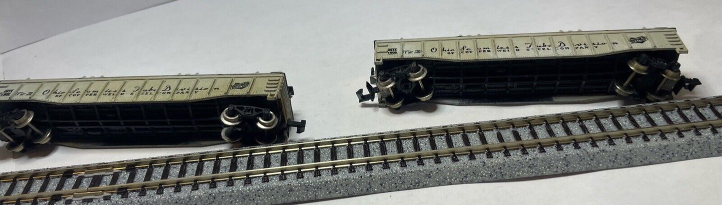 N Scale Set of 2 AHM 5299 Ohio Seamless Tube Division Covered Gondola #1908
