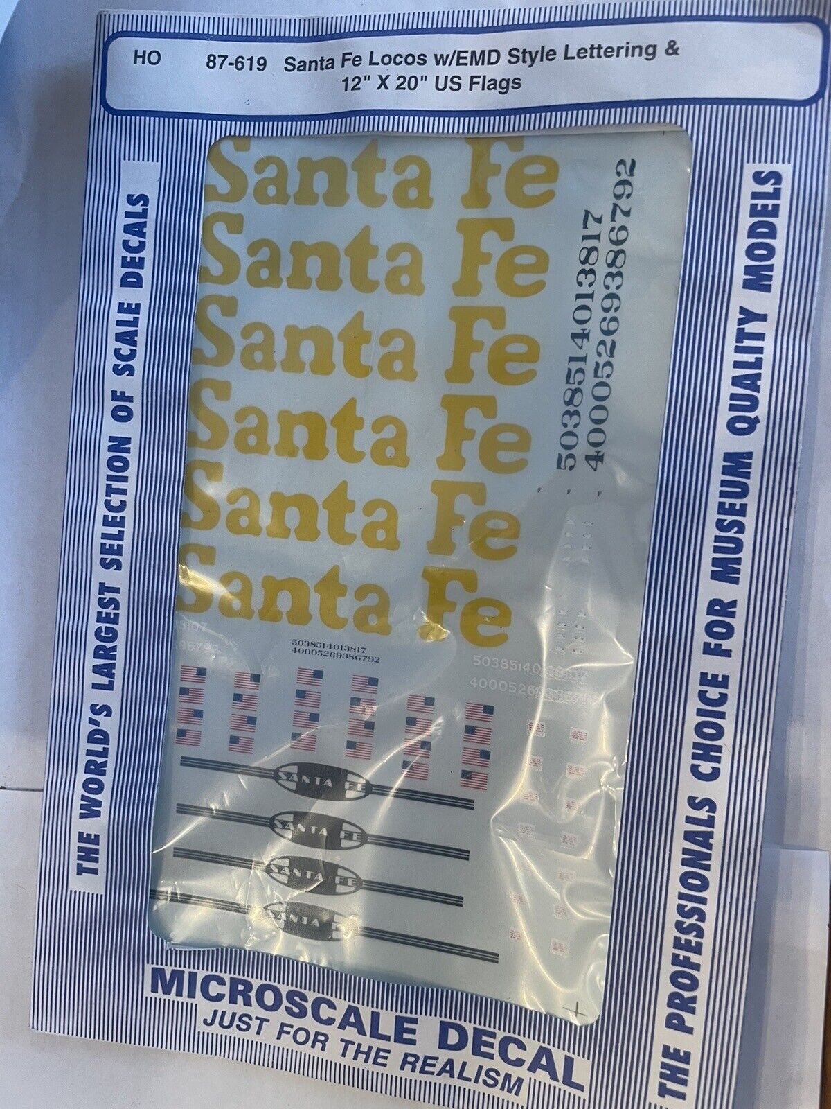 HO Scale Microscale 87-619 Sata Fe Locos w/ EMD Style Lettering & 12"x20"