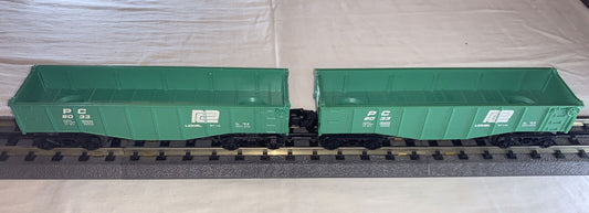 🚂 2 Lionel 9033 Penn Central Short Gondolas, Green. C-7 Excellent. TESTED!