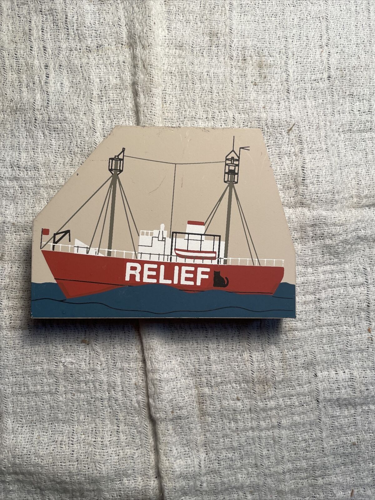 Vintage Relief Boat Village Wood Accessory Piece The Cats Meow Village 1994 Ship