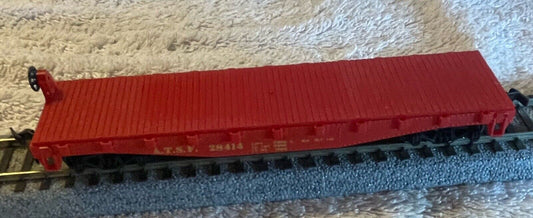 HO Scale AHM ROCO ATSF Flat Car #28414 C-7 Excellent Condition