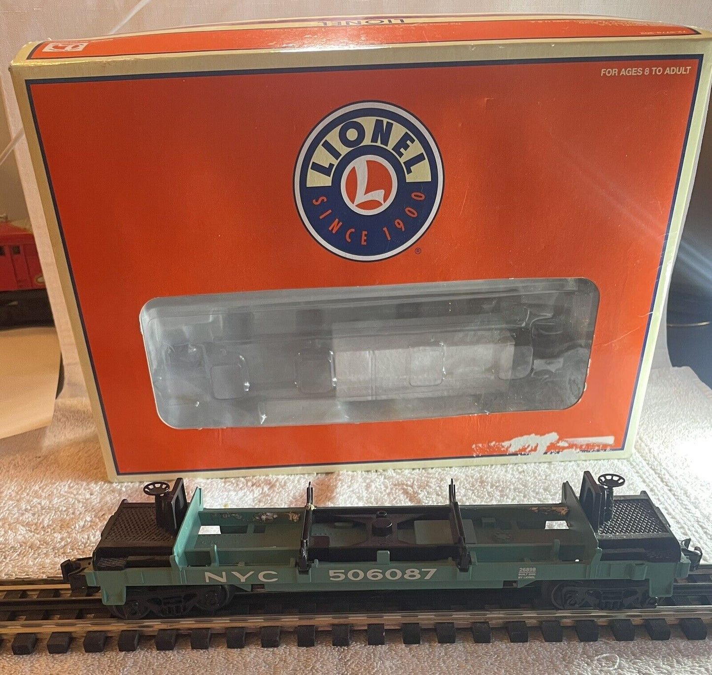 Lionel 6-26898 O Gauge New York Central Log Dump Car. C-8 LN. Missing logs