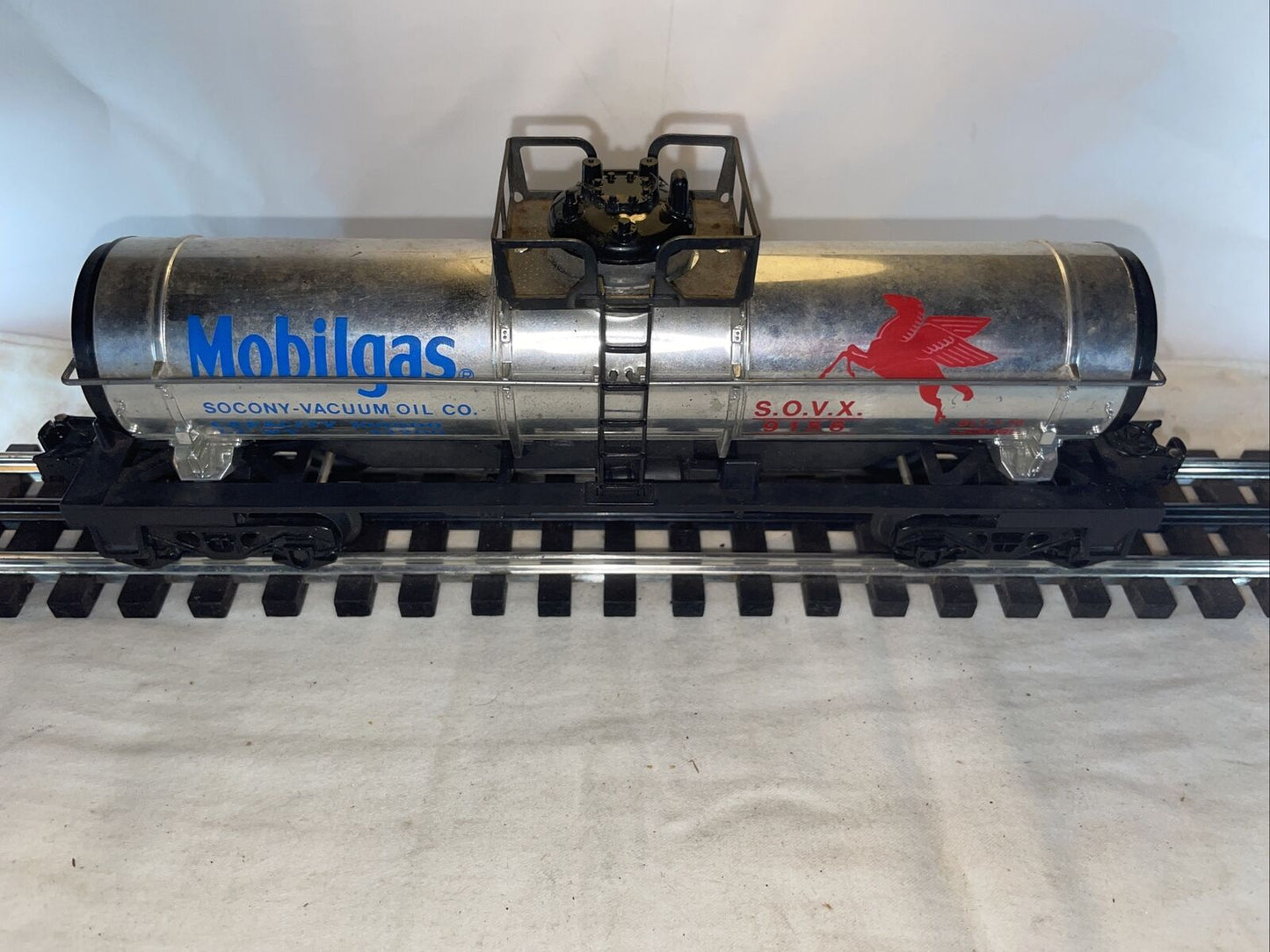 🚂 Lionel O Gauge 6-9156 Mobilgas Plated Tank Car #9156. C-7 Excellent Condition