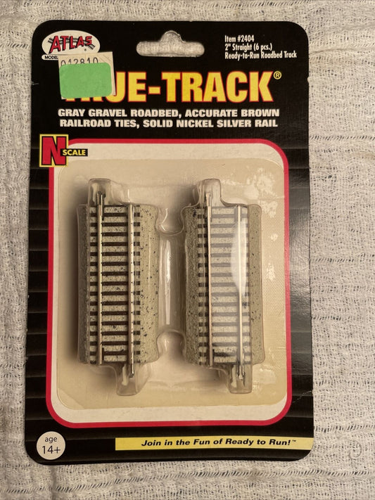 Atlas N Scale ~ New 2022 ~ True Track ~ 2” Straight - 6 Pcs ~ 2404 ~ NIB!
