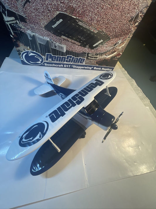Penn State Beechcraft D17 Staggerwing Bank Airplane Diecast 1996 Stash Box. NIB!