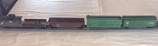 🚂 HO Scale Santa Fe 4 Car Set! Box Car, Stock Car, Hopper & Work Cars. C3-C7