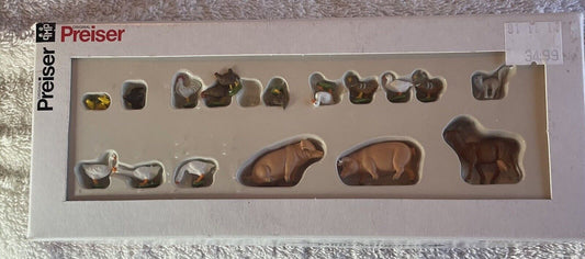 🚂 O Gauge Prieser 65236 Set of Small Animals. Brand New in Original Box! C-10