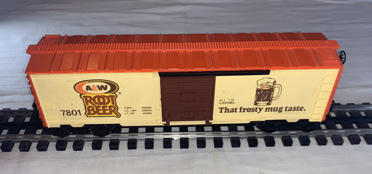 🚂 Lionel 7801 A&W Root Beer Boxcar. Orange/Cream colored C-6 Very Good. TESTED!