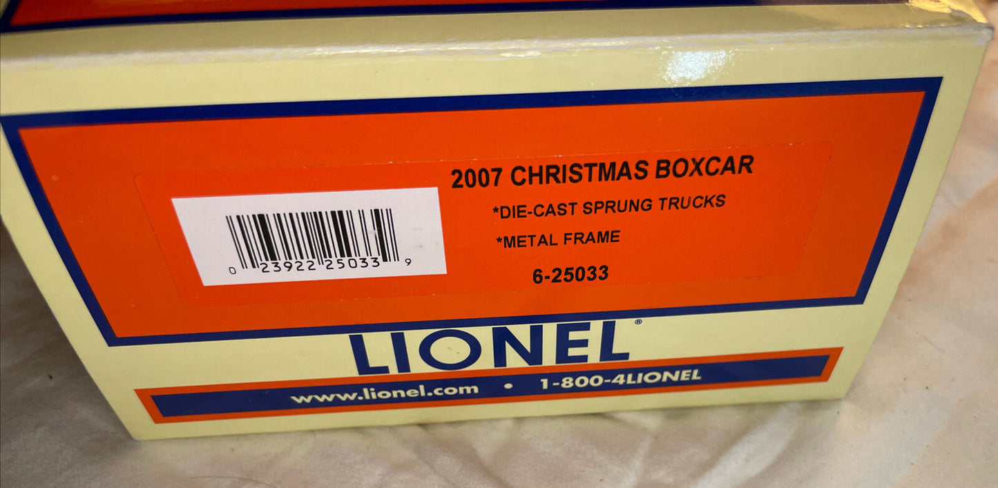 🚂 Lionel 25033 2007 Christmas Boxcar O Gauge. Die-Cast Sprung Trucks! LNIB C-8!