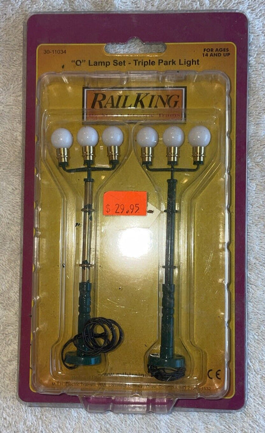 MTH RAILKING O SCALE DIECAST Q LAMP SET Triple Park Light 30-11034